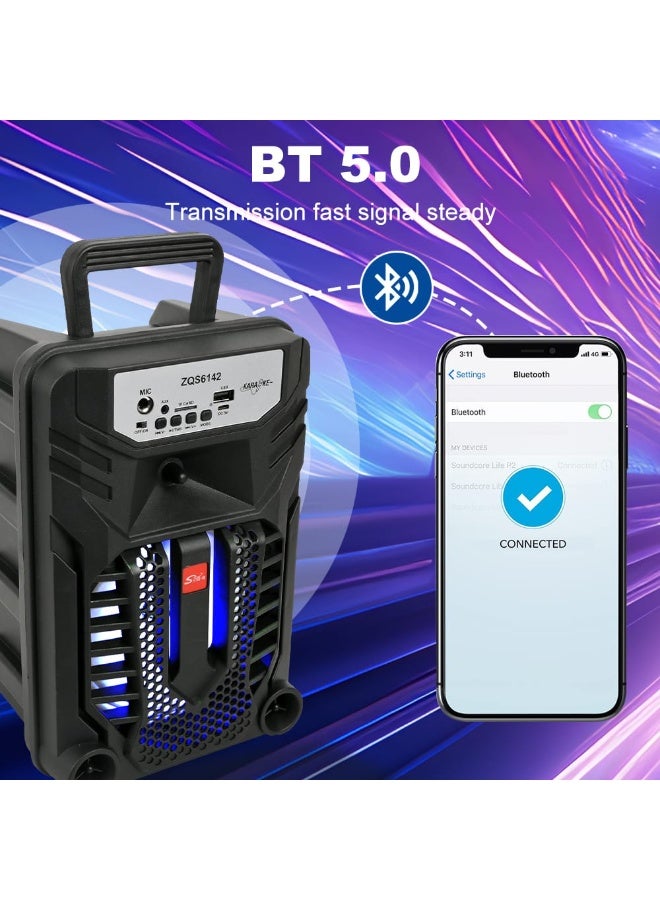 Sing-e ZQS-6142 Portable Multimedia Speaker | 4″ Driver, 8W RMS, RGB LED & Powerful Bass - Image 4